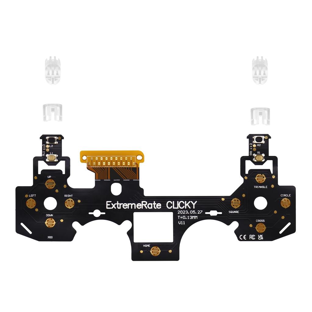EXtremeRate Clicky Hair Trigger Kit für PlayStation 4 CUH ZCT2 Controller, Schultertaste, benutzerdefiniertes Flash Shot Trigger Stop Flexkabel für PS4 Slim Pro