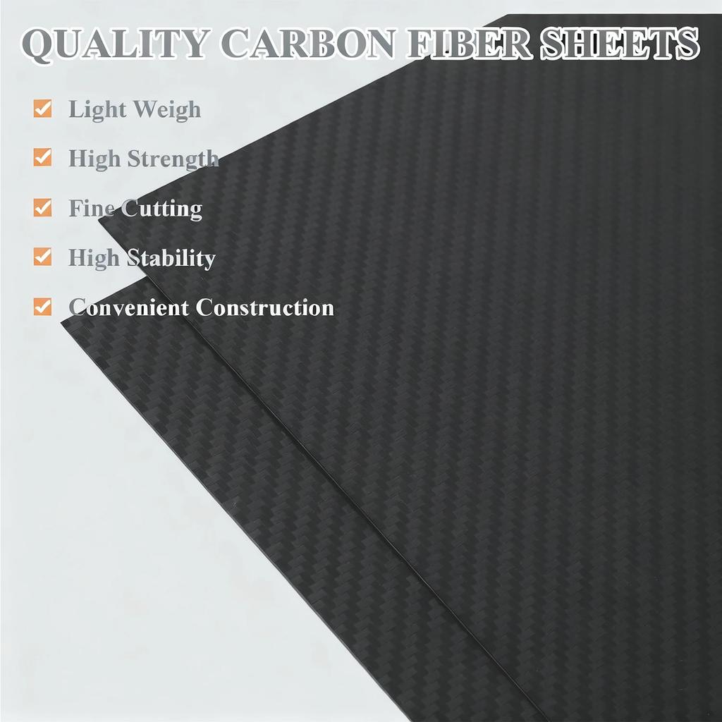1pc 200x300mm 3K Carbon Fiber Plate, 0.5-3mm Thickness Carbon Material Panel for Craft & Project Making
