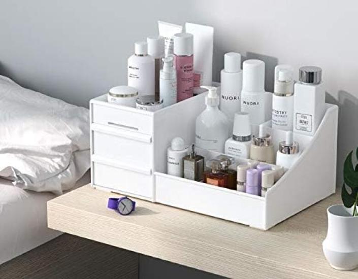 Pink Cosmetic Storage Rack Large Capacity Makeup Box Cosmetic Box Strong Durability Easy Organization Drawer Small Item Storage Desktop Desk Organizer