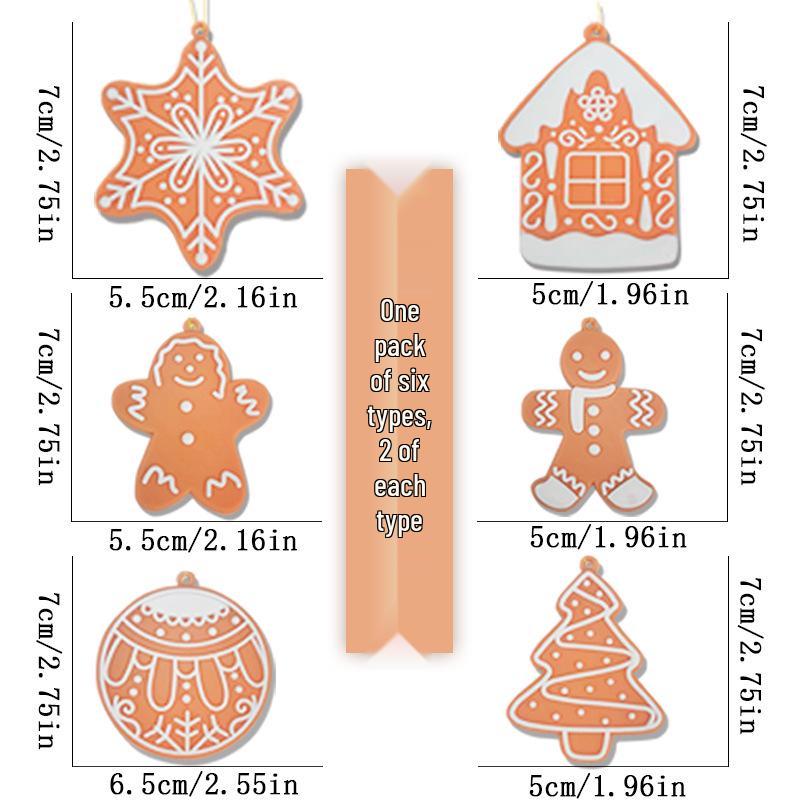 Gingerbread Man & Santa Claus Christmas Tree Ornaments Set - 12 Pieces, In Stock and Ready to Ship