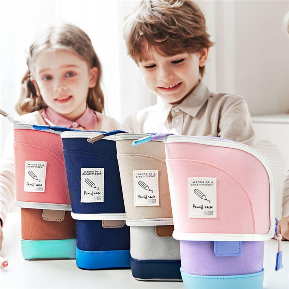 2-in-1 Retractable Pencil Bag Portable Student Pen Holder Stationery Storage Bag  School Supplies