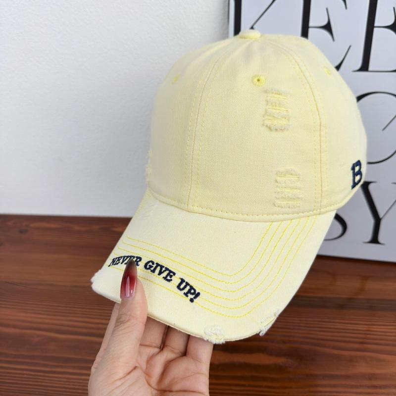 Spring And Summer Soft Top Washed American Ripped Baseball Cap Male And Female Alphabet Embroidered Cap Sun Hat