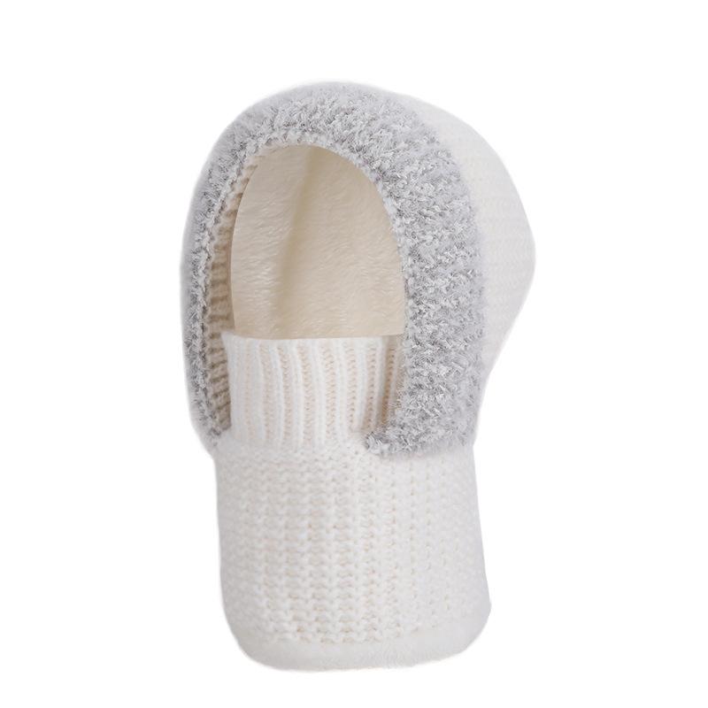 Knitted Mask Scarf All-In-One Hat Winter Velvet Thick Cap Women's Warm Ear Protection Cap