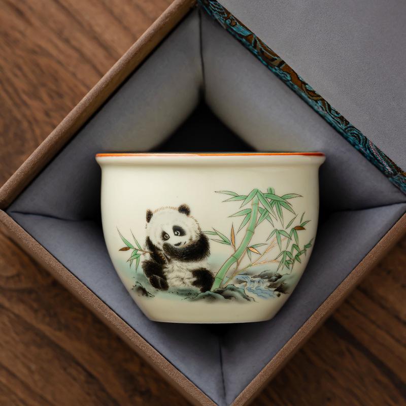 Teacup ceramic men and women's personal special Ru kiln master cup single cup light luxury high-end office tea cup companion gift