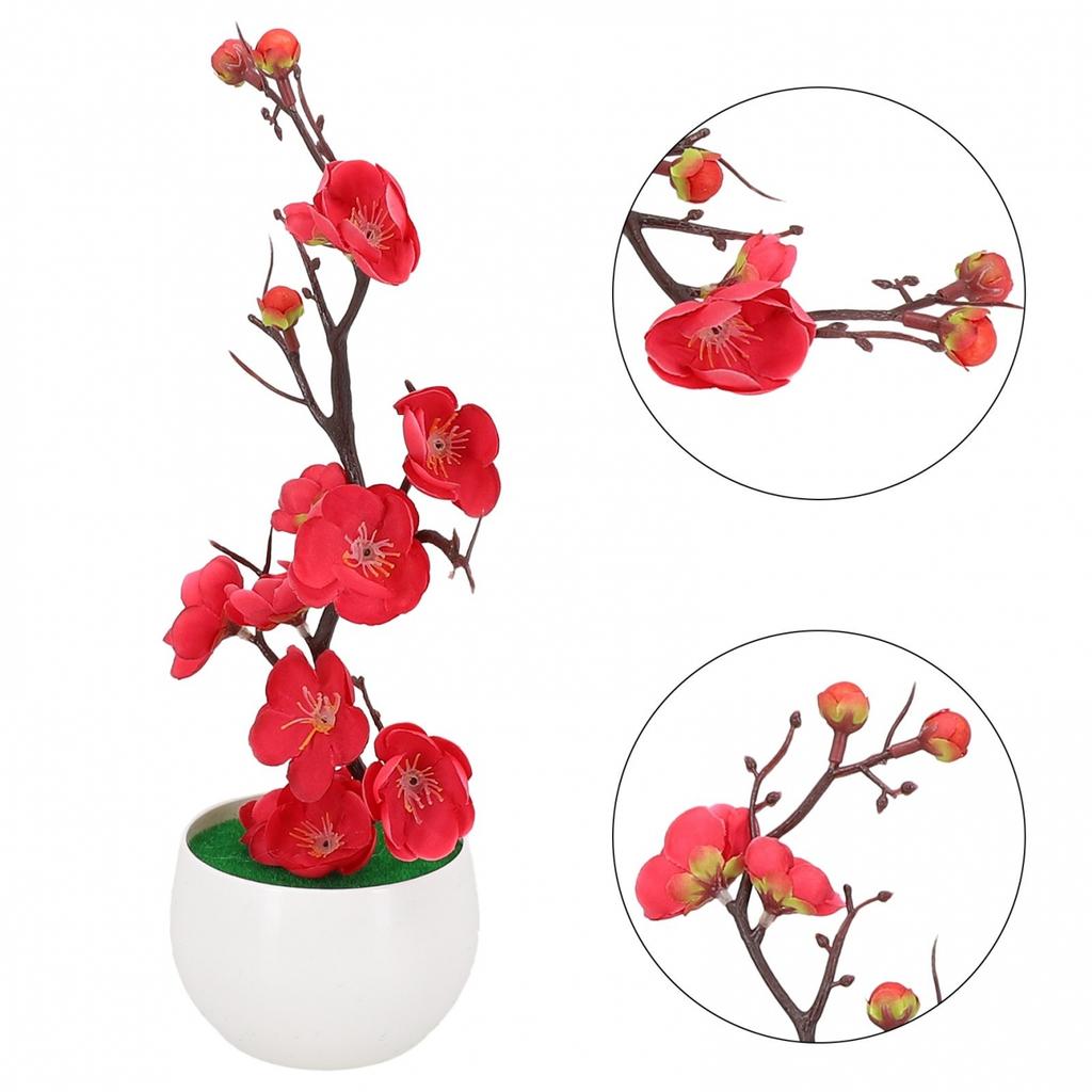 Artificial Potted Flower Plastic Plum Table Decorative