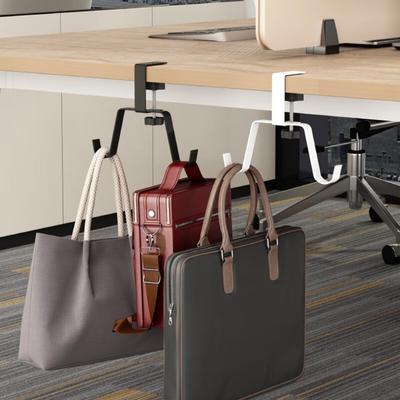Portable Adjustable Desk Edge Hook Iron Punch-free Backpack Hook Double Headphone Hanging Hook Home Office Organizer
