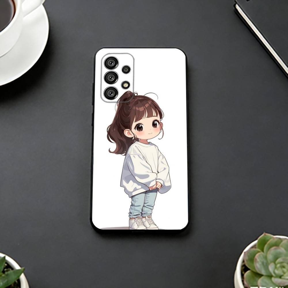Cute Angry L-Little Girl Phone Case For Samsung S25,S24,S21,S22,S23,S30,Ultra,S20,Plus,Fe,Soft Silicone Black Cover