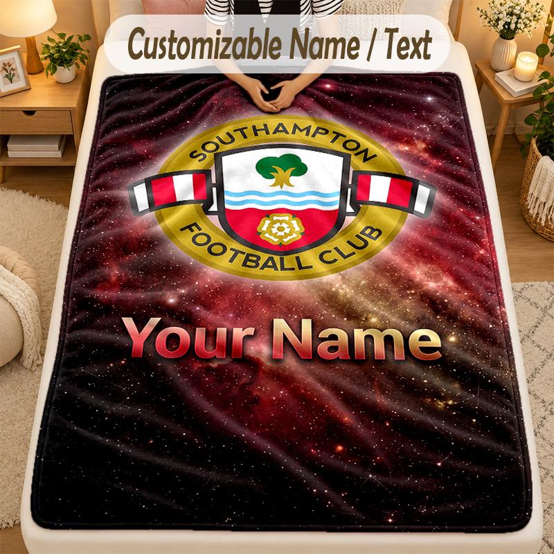 Flannel BlanketSouthampton FC Custom Name Text Personalized Soft Warm Throw Blanket Home Decor Gift