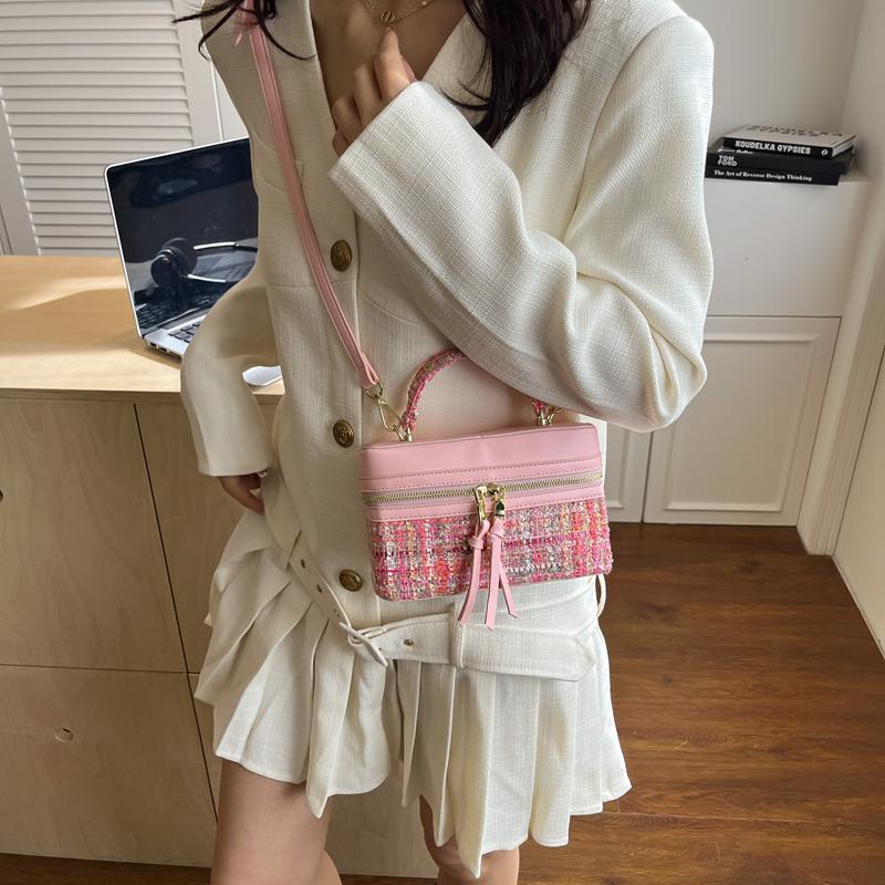 2026 New Women Bags Woolen Brand Luxury Handbags Zipper Purse Designer Small Box Crossbody Bag Women Shoulder Bag Clutch Sac A M