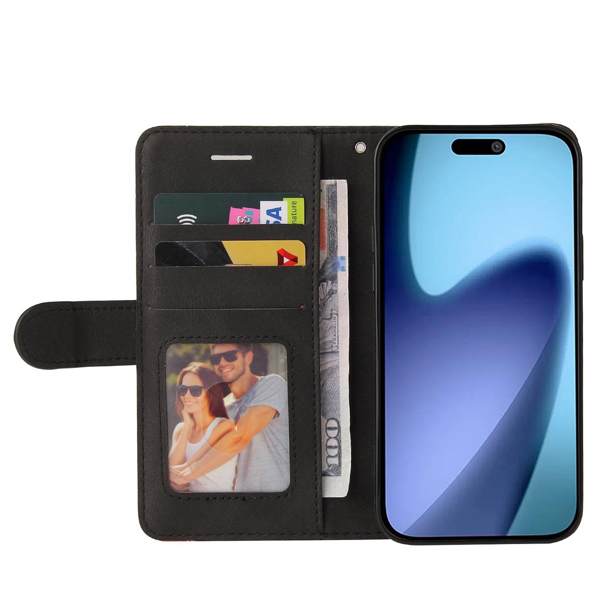 

For iPhone 17 Air Leather Phone Case Stand Wallet with Bi-colour Splicing Design Purple