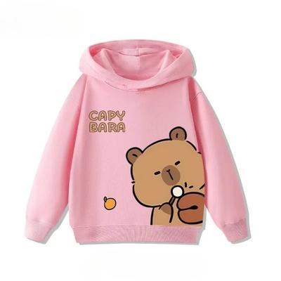 Kreskówka Uroczy Druk Kapibary Bluzy z Kapturem dla Dzieci Bluza Casualowa Moda Ubrania dla Chłopca Dziewczynki Dziecko Polarowy Pulower Jesień