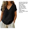Women Tops V-Neck Short Sleeve Loose Fit Tee Tops Pure Color Casual Summer Blouse