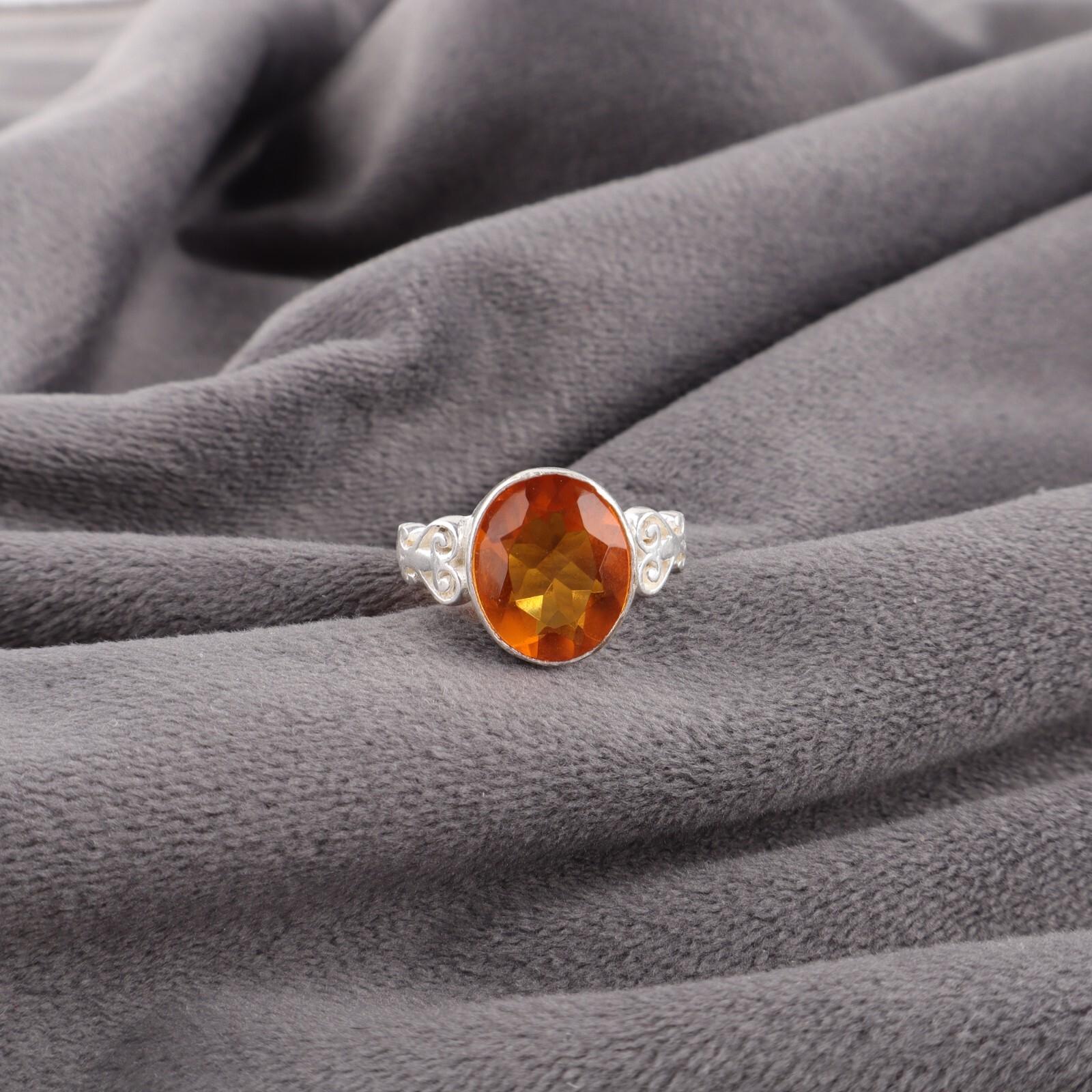 

Цитрин Драгоценный камень 925 Стерлинговое серебро Ювелирные изделия Ручной работы Кольцо для подарка на годовщину RR-66-17 13