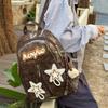Vintage Fashion College Wind Backpack Niche Splicing Design Women Pu Backpack Casual Student Schoolbag Women