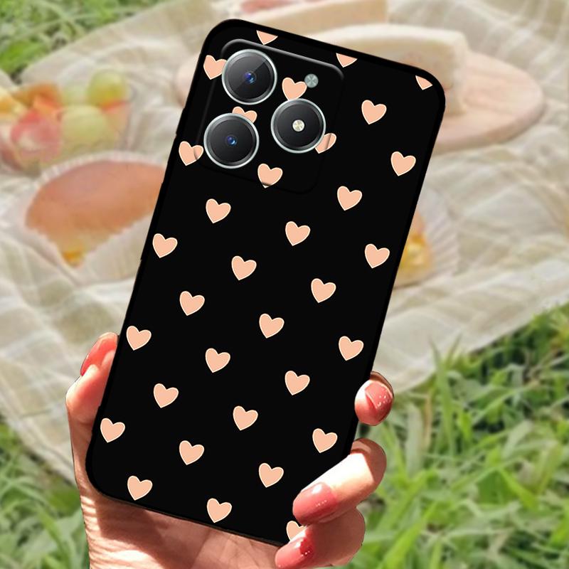 For Realme C61 4G Case Fashion Cartoon Black Silicone Soft TPU Back Cover For Oppo Realme C63 Protective Fundas Coque Cases