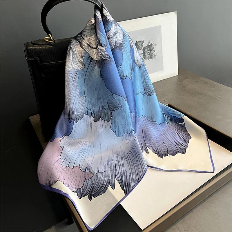 2025 Fashion 100% Real Silk Scarf 70cm Square Bandelet Women's Silk Temperament Small Scarf Neck Decorative Wrap Printed Scarves