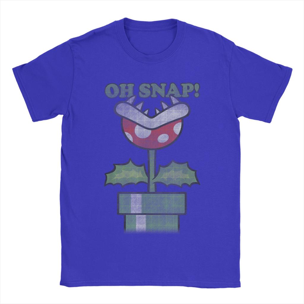 Super Marios Piranha Plant Oh Snap Vintage T Shirt Mens Cotton Humor TShirts Tee Shirt Short Sleeve Tops 4XL 5XL