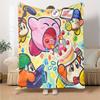 Kirby Birthday Cartoon Art Flannel Blanket Super Soft Warm Cozy Blanket for Sofa Bed Office Travel All‑Season Home Decor Gift