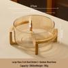 ZISIZ Minimalist Japanese Amber Glass Serving Bowl with Bamboo Stand