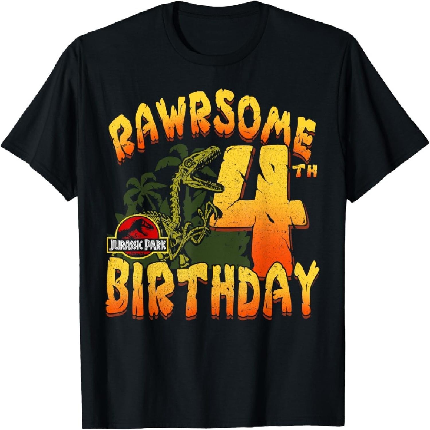 Jurassic Park Rawrsome 4th Birthday T-Shirt S
