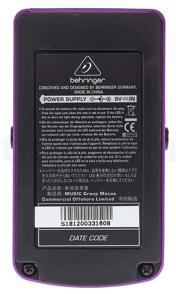 BEHRINGER OVERDRIVE/DISTORTION OD300 Distortion Effects Pedal
