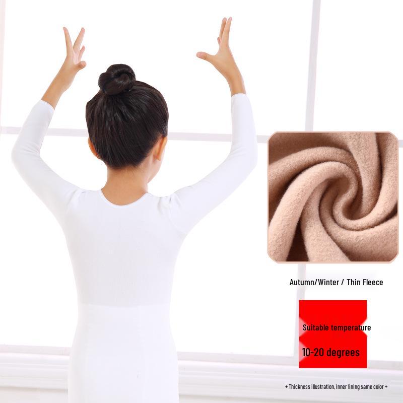 Children's Performance Base Layer: Flesh-Colored Fleece Dance Shirt for Winter
