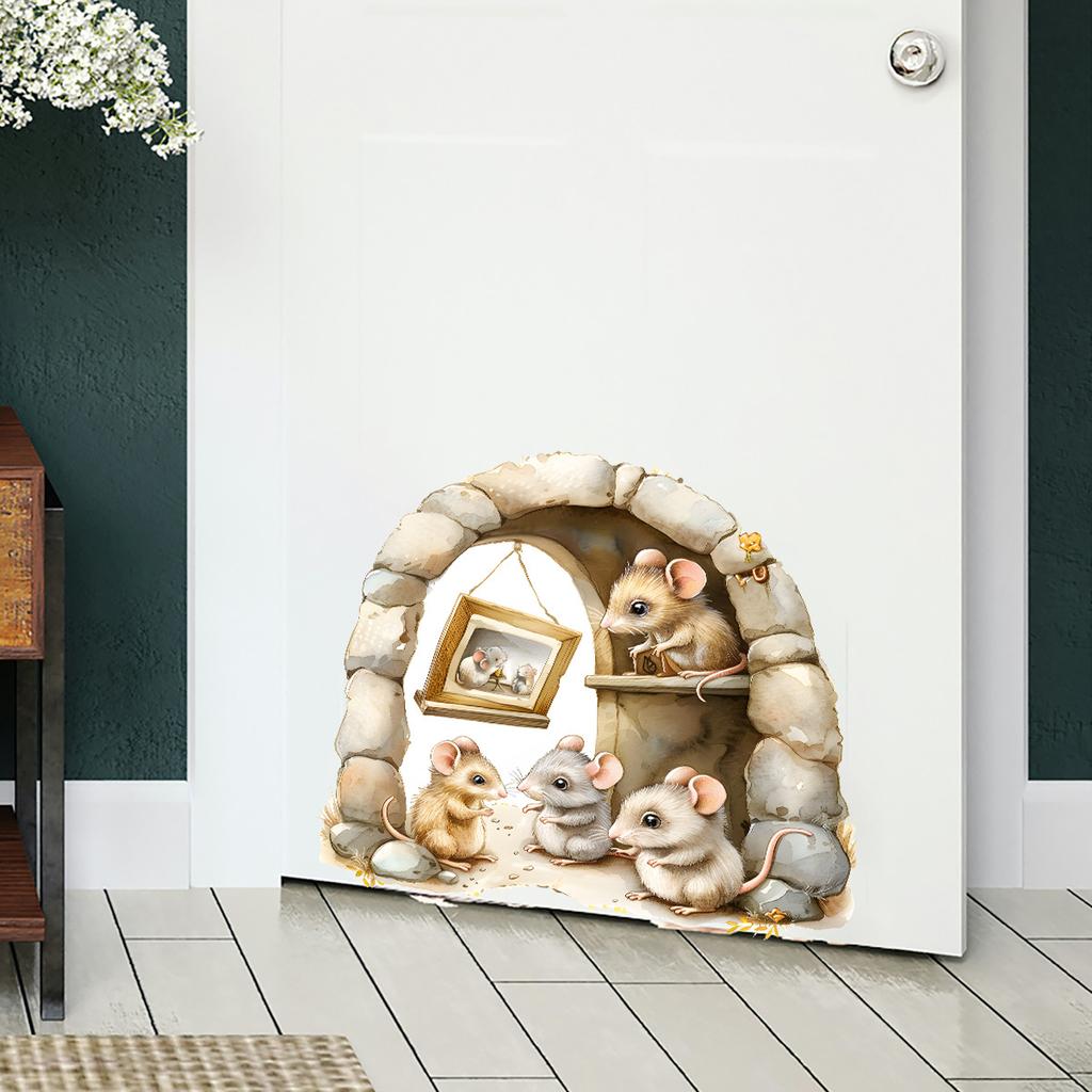 Cartoon Mouse Hole Wall Stickers, Kids Room Nursery Bedroom Decor, Removable Self-Adhesive