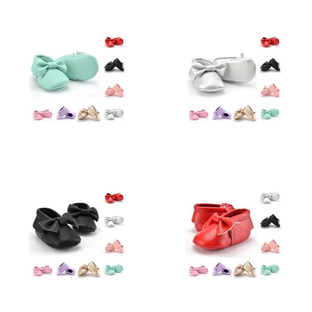 Baby Weiche Sohle Leder Krabbelschuhe Säugling Junge Mädchen Kleinkind Quaste 018m Mokassin