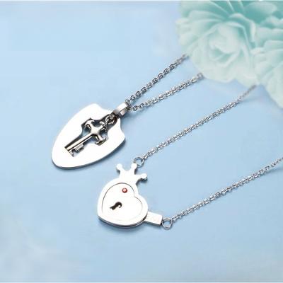 Lock Necklace Couple Interlocking A Pair of Necklaces