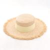 Summer new raffia rough edge flat top big brim straw hat multi-color webbing raffia flat top hat beach hat