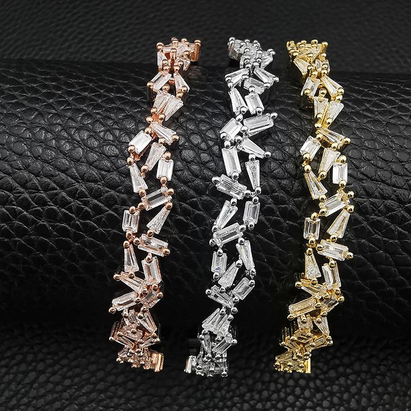 

MOONSO Geometric Multi-Row Diamond Bracelet with AAA Zircon