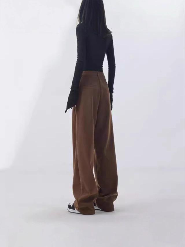 Women's Retro Wide-Leg Slimming Maillard Casual Pants
