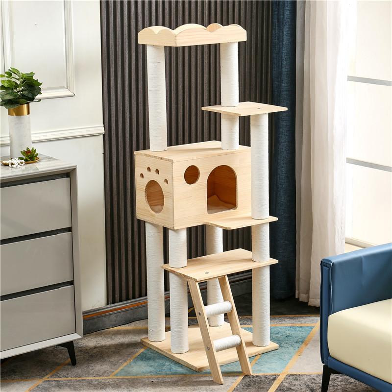 Turn pentru pisici înalt Arbore pentru pisici Apartament mare pentru pisici pe mai multe niveluri, cu stâlpi de zgâriat Scânduri de zgâriat Bibani Peșteri pentru pisici de interior