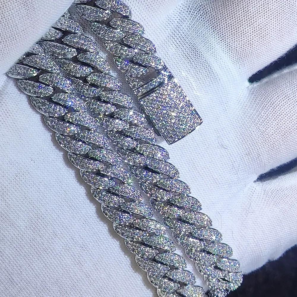 10mm Diamant Cuban Link Kette Weißgold/18K Vergoldet Bling 5A+ Zirkonia Halskette Rapper Hip Hop Luxusschmuck für Männer und Frauen