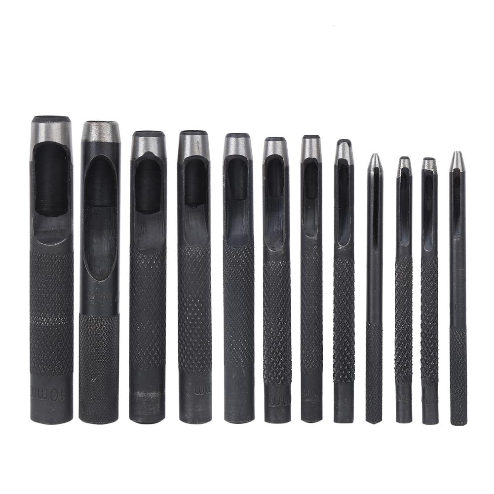 12KS DIY Děrovačka s dutým otvorem Kožedělná děrovací sada Nástroj na děrování kůže 1-10mm