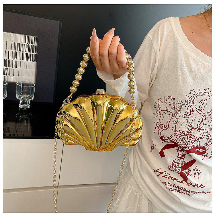 Trendy Mini Crossbody Bag with Shiny Pearl Chain - Embossed Texture, Light Luxury Fashion for Women