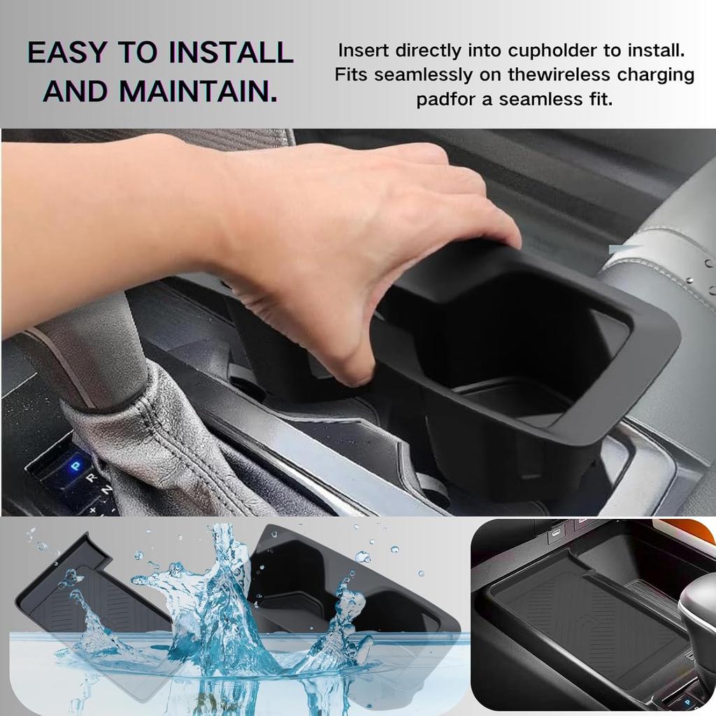 Wireless Charging Mat And Cup Holder Ert Compatible With 2025 2026 Toyota Camry, Center Console Liner Anti-Slip Protective Pad Drink Holder Cover For