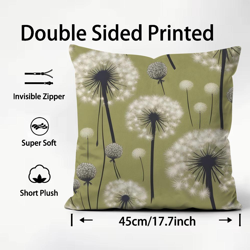 Dandelion Fashion Cushion Cover Plush Fabric Soft DoubleSided Printed Sofa Warm Winter Home Child Gift Pillow Case