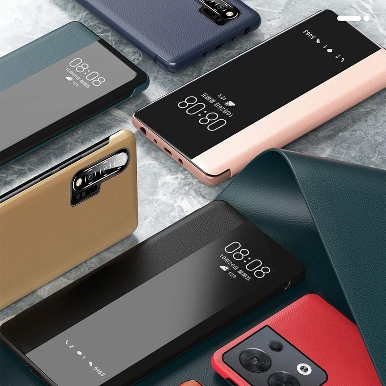 Pouzdro s okénkem pro Samsung Galaxy S25 S24 S23 S22 S21 S20 Note 20 Ultra Plus PU kůže Chytrý flip Nárazuvzdorný kryt Skořepina