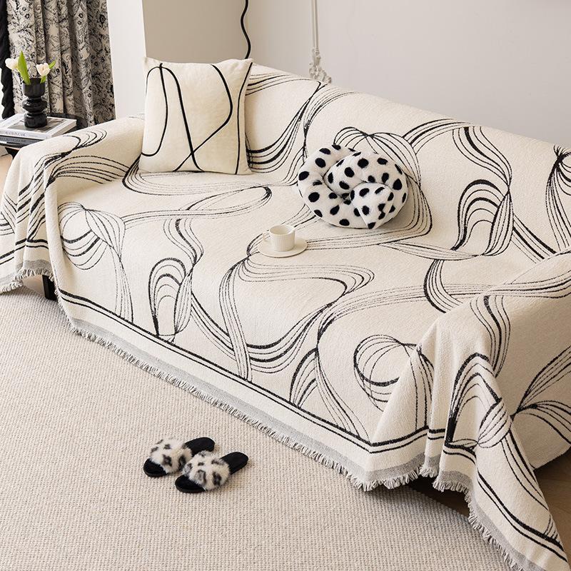 

Высококачественный чехол для дивана в скандинавском стиле, универсальный чехол, чехол для дивана в черную полоску, тканевый толстый нескользящий чехол для дивана 180*230cm
