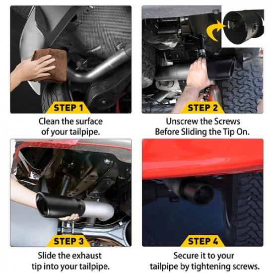 Car Exhaust Pipe Tail Rear Tip Muffler Auto Accessories Replace Kit Black AUXITO
