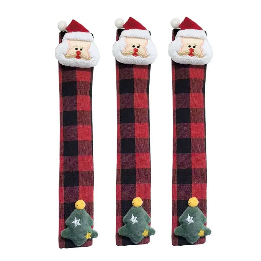 3D Design Covers Christmas Handle Covers Easy To Clean Multiple Sizes Available Santa Claus Design For Refrigerators