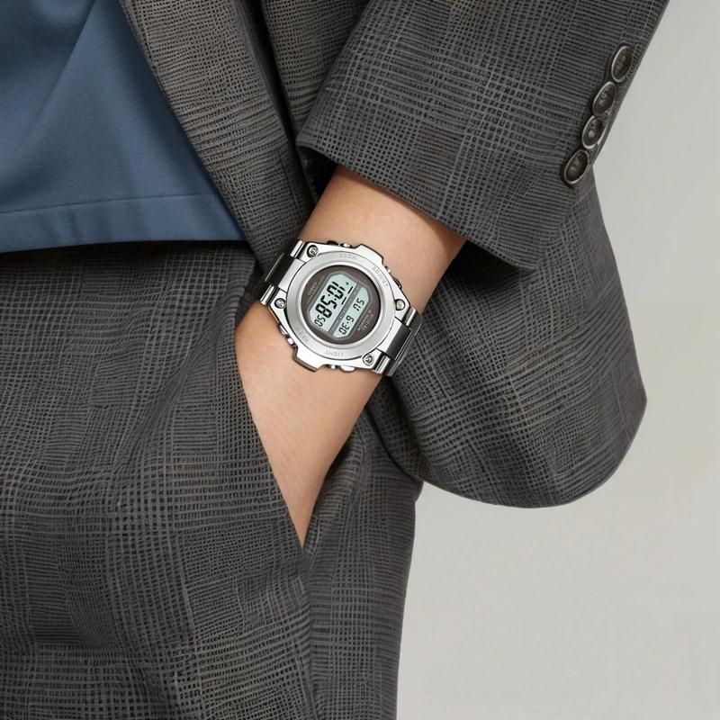 Casio Serie MR-G 200 metri impermeabile movimento al quarzo cinturino in acciaio inossidabile orologio giapponese e coreano orologio da uomo quadrante grigio MRG-100-1