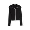 French Cable Knit Color Block Fashion Design Lapel Casual Long Sleeve Cardigan Sweater Top Women Tops EZ52906