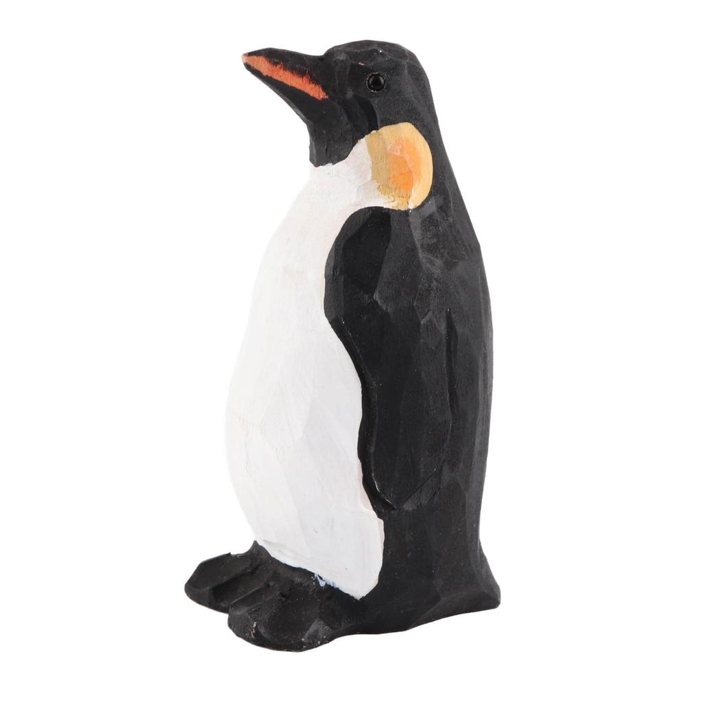 Wooden Penguin Statue Cute Vivid Image Hand Painted Exquisite Penguin Figurine Penguin Decor for