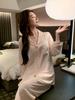 2026 Women's Luxury Ice Silk Lace Hollow Long Sleeve Pajama Set