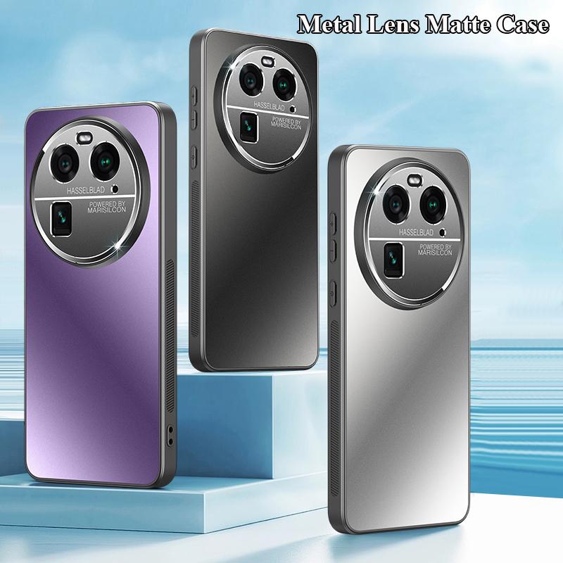 For Oppo Find X7 X6 Pro Ultra Metal lens all inclusive Protector Straight Edge Back Plating PC Matte Frosted Anti fingerprint Bumper Cover Case Shell