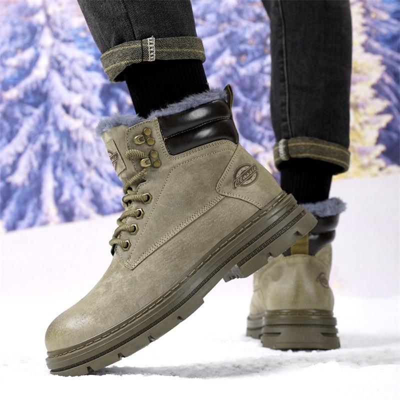 Pánské vysoké boty na volný čas Ručně vyráběné plyšové boty Ležérní boty Podzimní a zimní boty