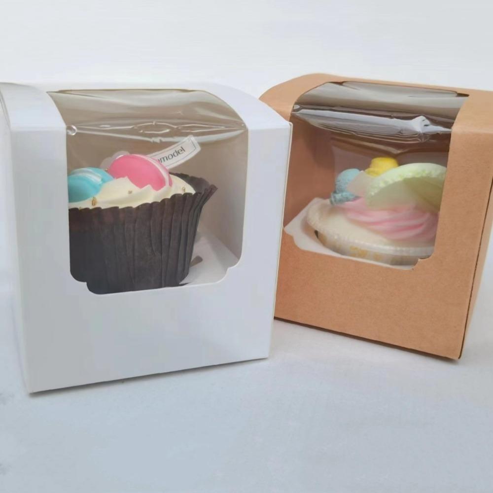 

10pcs Paper Cookie Boxes Square Bakery Box Creative Wedding Muffins Favor Box for Muffins Party білий