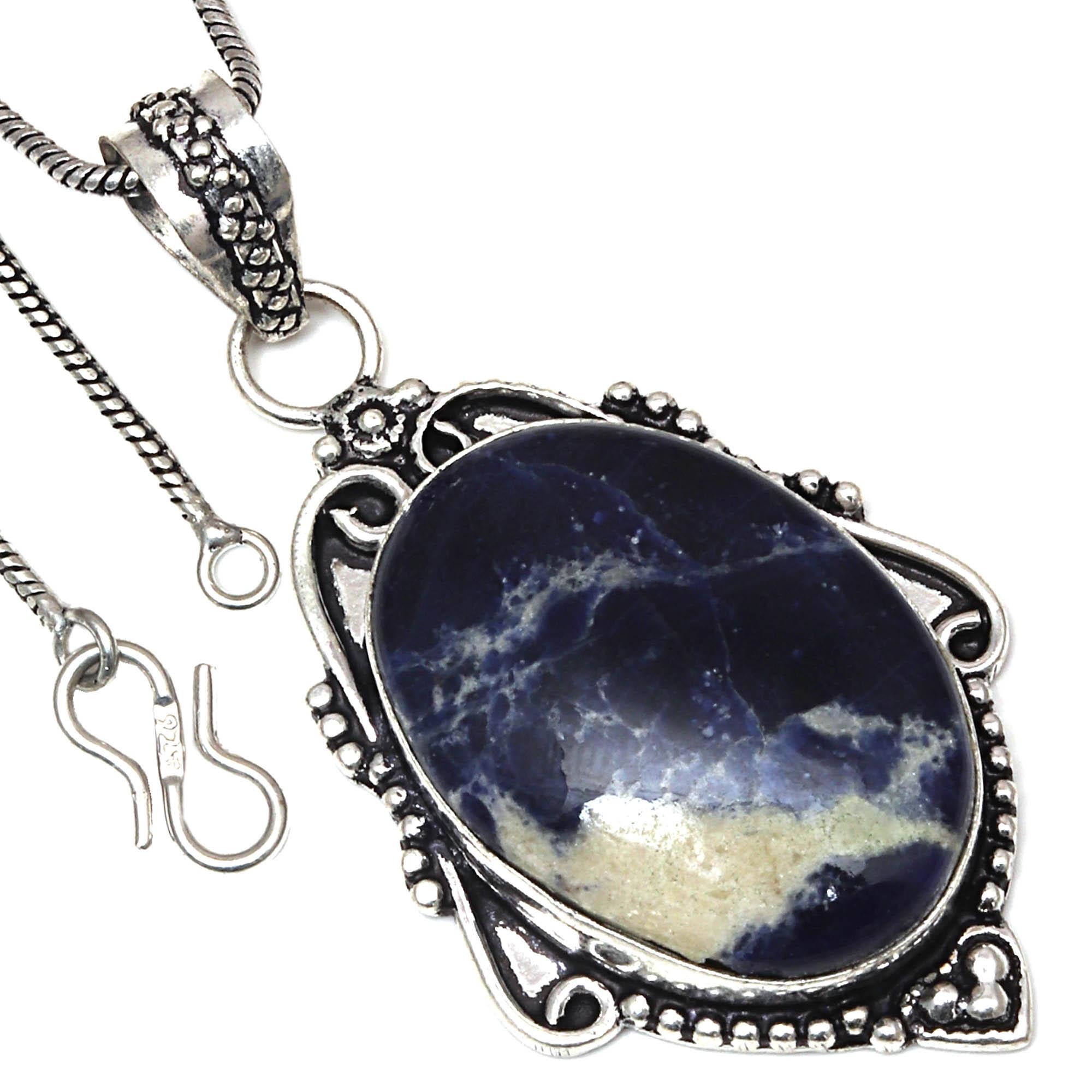 

Pendant Sodalite Gemstone Valentine Day Gift Silver Jewelry 2.25